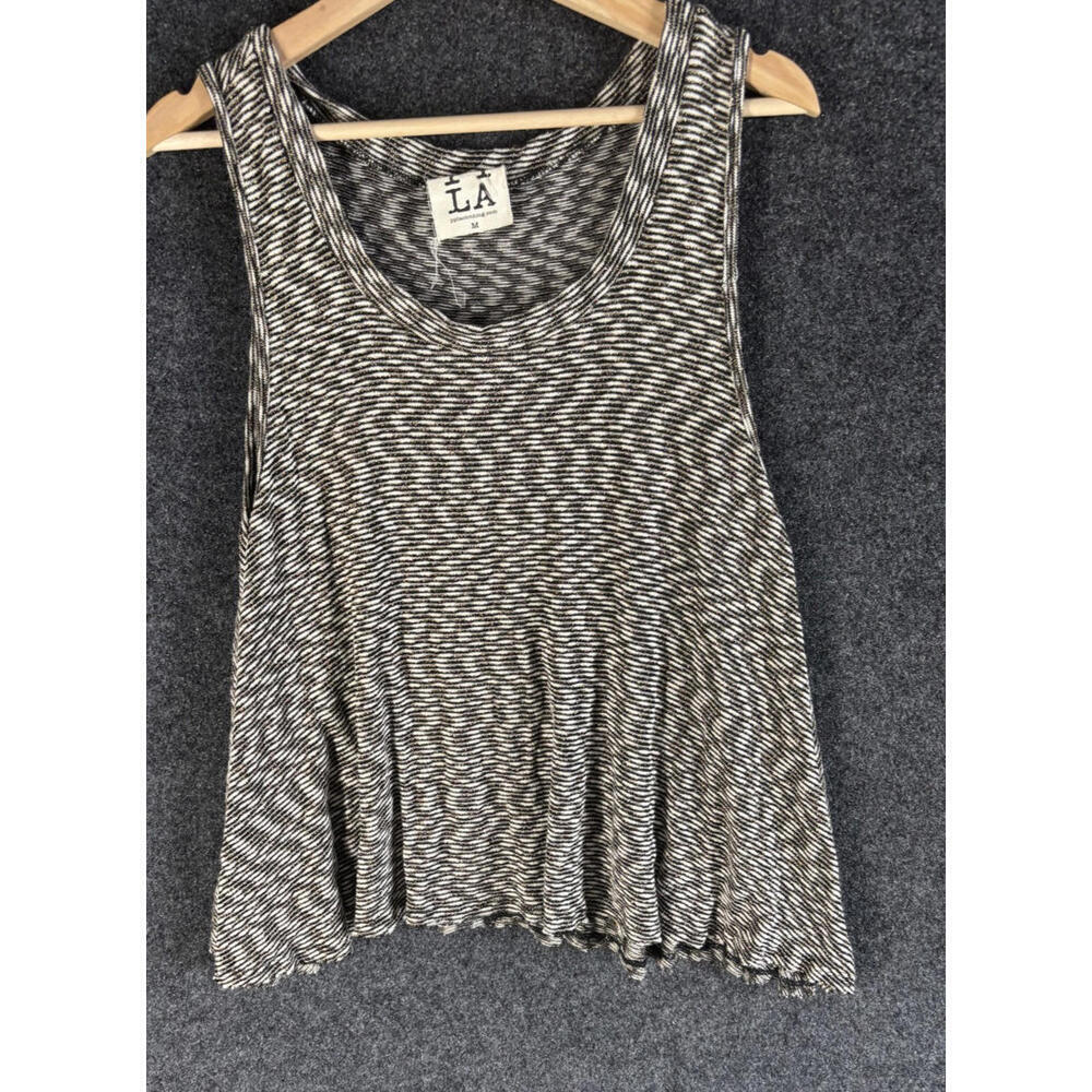 PPLA Tank Women M Medium Gray Sleeveless Wide Strap Round Neck Cotton Casual